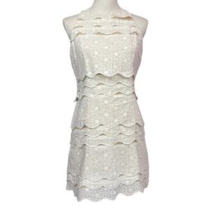 Lilly Pulitzer Lace Dress 4 Scalloped Floral Cotton Embroidered Sleeveless Mini